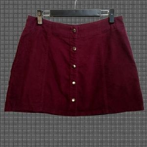 Hot Topic Burgundy Corduroy Mini Skirt